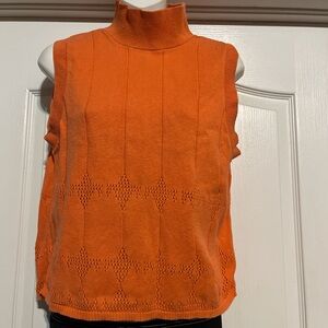 Orange Sleeveless Knit Top /Cardigan Size M